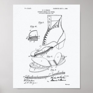 Poster Cushion Insole Shoes 1906 Patent Art White Paper