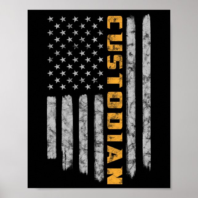 Poster Custodian American Flag USA Janitor School (Devant)