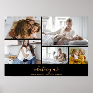 Poster Custom 5 Photos Black Gold Typography Holiday