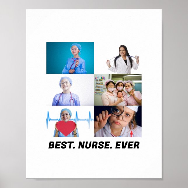 Poster Custom Best Nurse Ever 6 photo collage (Devant)