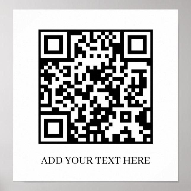 Poster Custom Black QR Code | Minimalist Text Display (Devant)