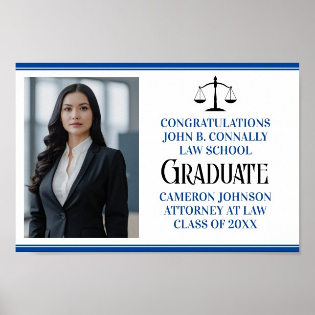 Poster Custom Blue Law School Photo Graduation Party (Devant)