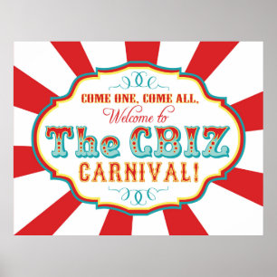 Poster CUSTOM Carnival Circus Anniversaire Bannière CBIZ