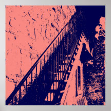 Poster Custom Coral Navy Blue Stairs