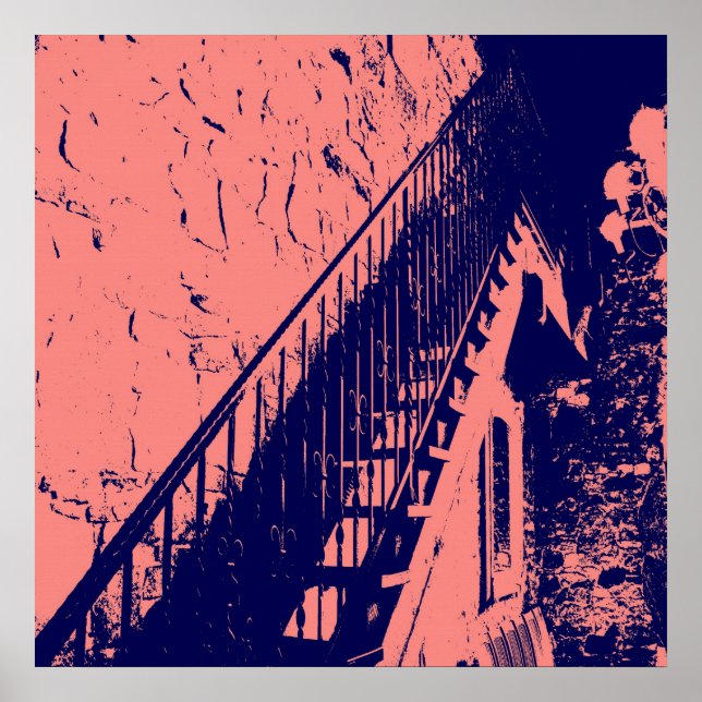 Poster Custom Coral Navy Blue Stairs (Devant)