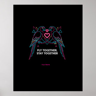 Poster Custom Couple Anniversary Neon Parrots Winter Hood