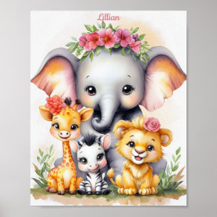 Poster Custom Elegant Safari Nursery bébé animal
