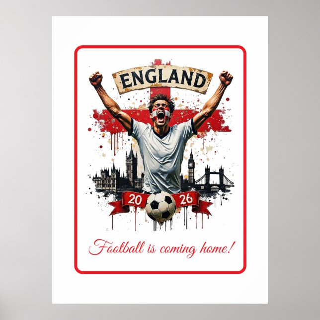 Poster Custom England National Football Team Celebration (Devant)