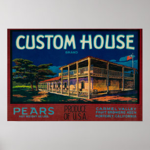 Poster Custom House Pear Crate LabelMonterey, CA