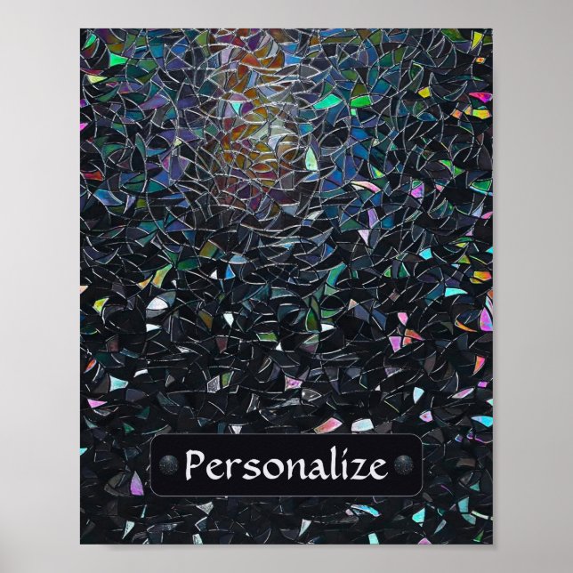 Poster Custom Iridescent Abstract Stained Glass Pattern (Devant)