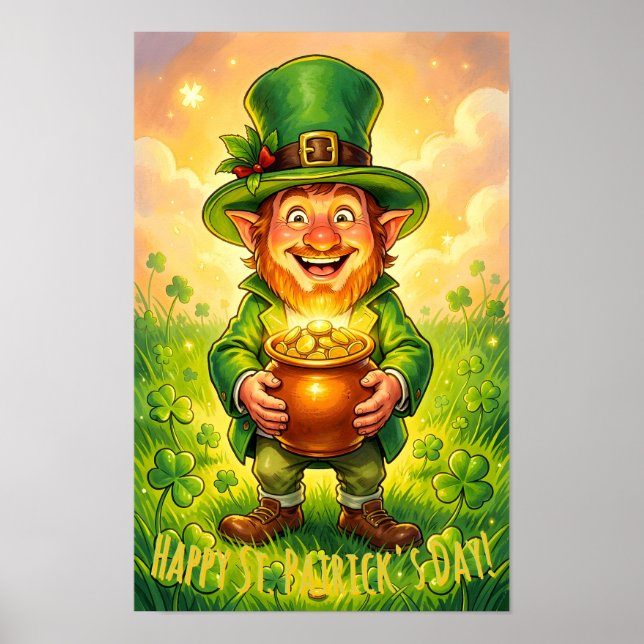 Poster Custom Leprechaun Gnome Happy St. Patrick's Day  (Devant)