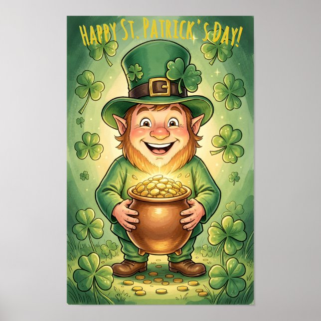 Poster Custom Leprechaun Gnome Happy St. Patrick's Day  (Devant)