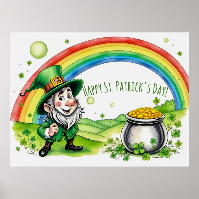 Poster Custom Leprechaun Gnome St. Patrick's Day Shamrock (Devant)