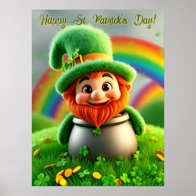 Poster Custom Leprechaun Gnome St. Patrick's Day Shamrock (Devant)
