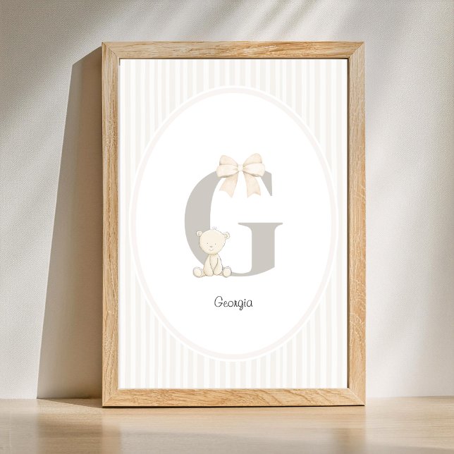 Poster Custom Letter G Nursery Wall Art - Baby Name Print (Letter G Nursery Wall Art - Custom Baby Name Print)