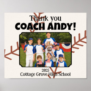 Poster Custom Picture Baseball Entraîneur merci cadeau