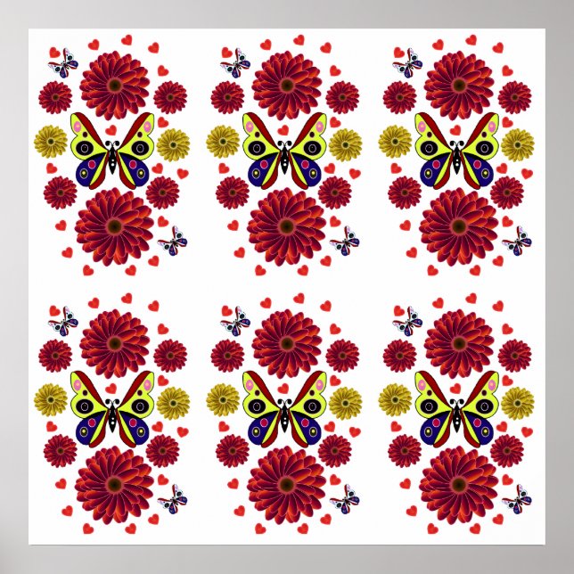 Poster Custom Spring Butterfly Floral Gift  (Devant)
