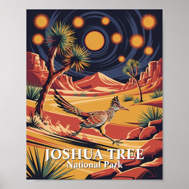 Poster Custom Text Joshua Tree Wildlife Roadrunner Desert (Devant)