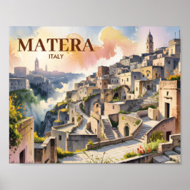 Poster Custom Text Matera Italy Travel Sassi di Matera