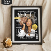 Custom Valentine Magazine Cover, Modern Couple