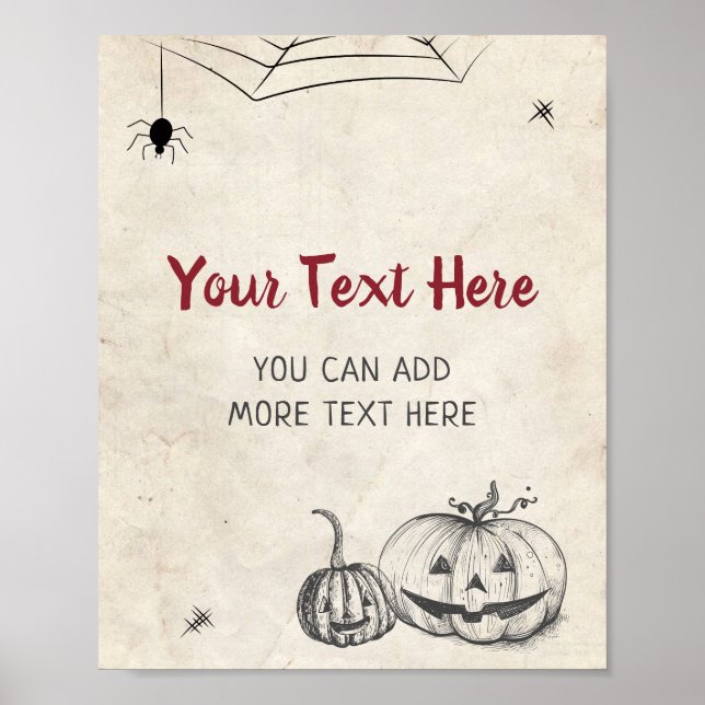 Poster Customisé Hallowen Citrouille Kids Adult Party Wal (Devant)