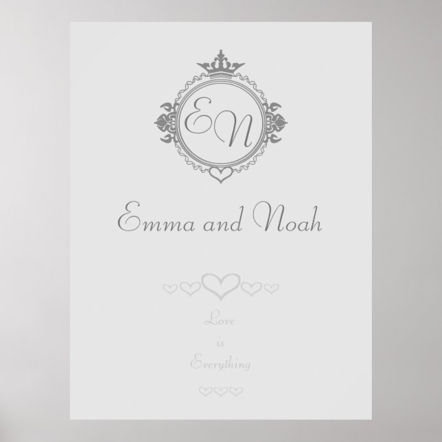 Poster Customiser les noms, initiales et phrase Aimer (Devant)