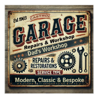 Poster Customizable Vintage Garage Glossy Poste