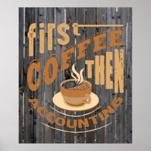 Poster cute accounting office coffee word art