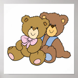 Poster Cute Accrocher les amis les ours