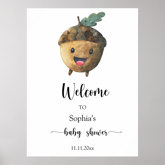 Poster Cute acorn - baby shower de bienvenue (Devant)