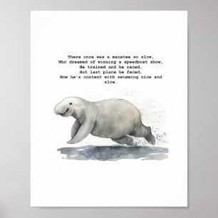Poster Cute animal art - Racing Manatee