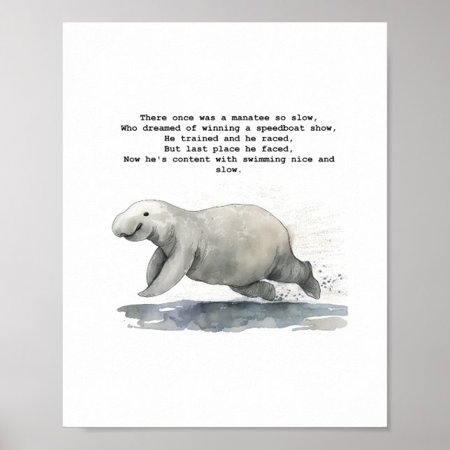 Poster Cute animal art - Racing Manatee (Devant)