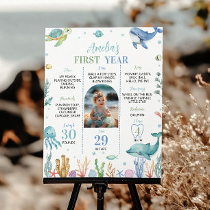 Poster Cute Animal Océan Sous la mer Anniversaire Jalon