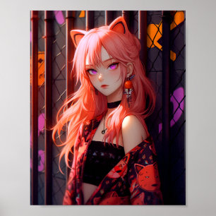 Poster Cute Anime Catgirl