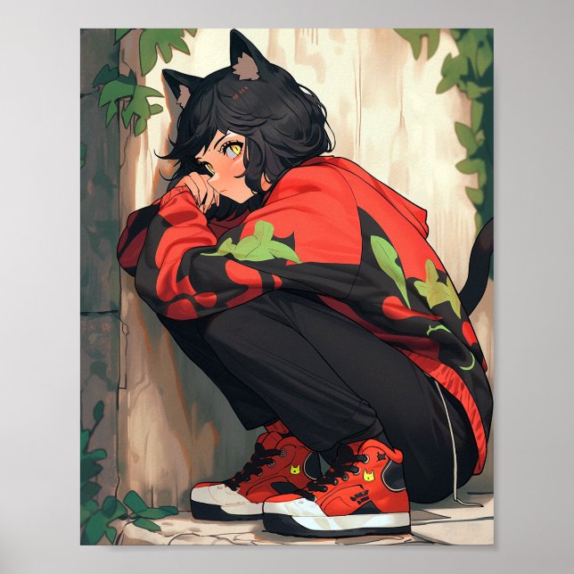 Poster Cute Anime Catgirl (Devant)