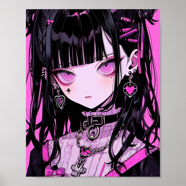 Poster Cute Anime Goth Girl (Devant)
