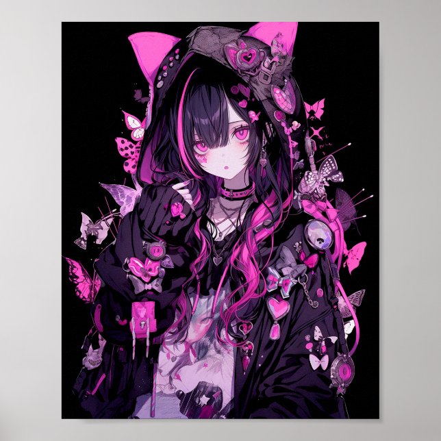 Poster Cute Anime Goth Girl (Devant)