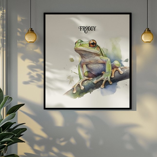 Poster Cute Aquarelle Arbre Frog, personnalisé (Créateur téléchargé)
