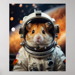 Poster Cute astronaute spatiale Hamster
