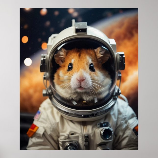Poster Cute astronaute spatiale Hamster (Devant)