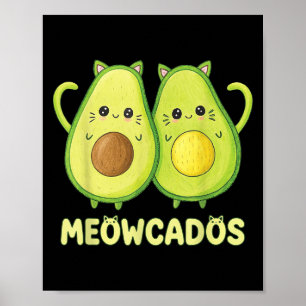Poster Cute Avocado Kitten Pun Funny Kawaii Alimentation