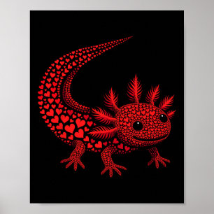 Poster Cute Axolotl Coeur Enfants Hommes Femmes Valentine