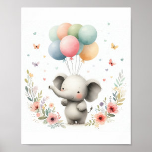 Poster Cute Baby Elephant Nursery Art