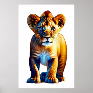 Poster Cute Baby Lion Cub Design pour Amoureux des animau