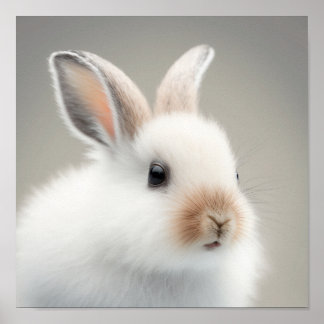 Poster Cute Baby Snowshow Hare Portrait (Bunny) | 1:1