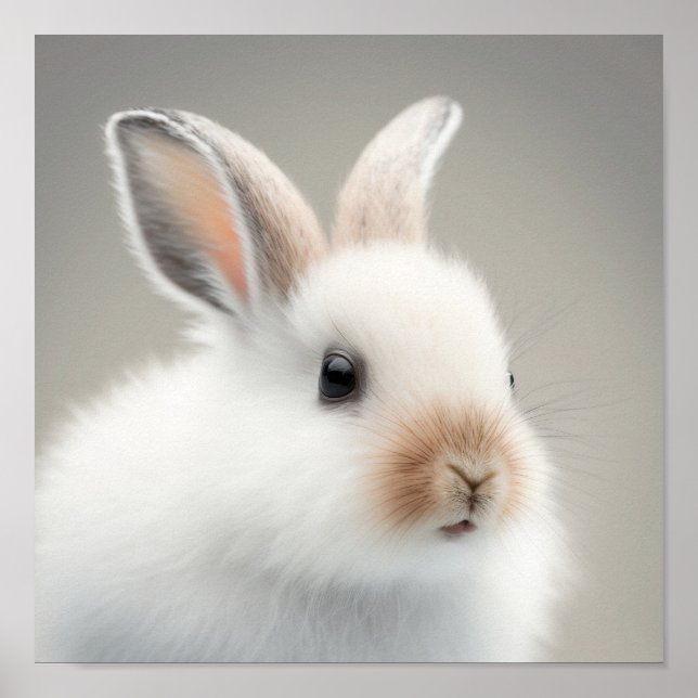 Poster Cute Baby Snowshow Hare Portrait (Bunny) |  1:1 (Devant)