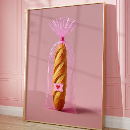 Poster Cute Baguette Art Print, Cosy tendance Pain Cuisin