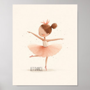 Poster Cute Ballerina Ballet Danse Aquarelle