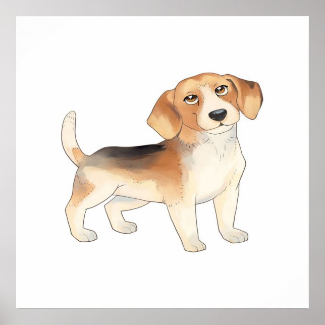 Poster Cute Beagle Dog (Devant)