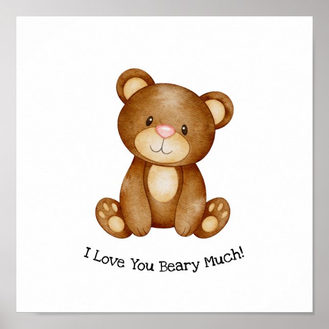 Poster Cute Bear I Love You Beary Much Quote (Devant)